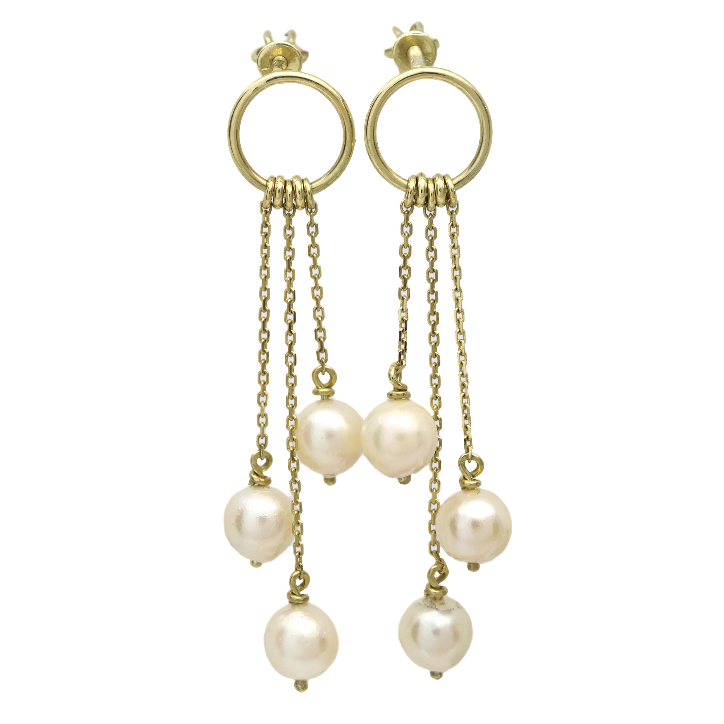 Zlaté náušnice s Akoya perlami