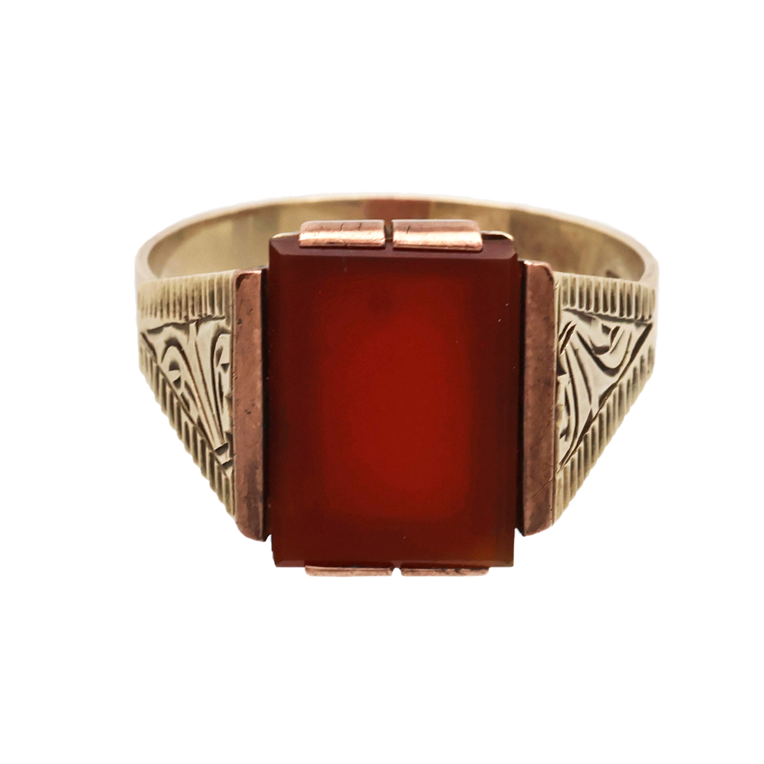 Starožitný zlatý prsten s přírodním achátem