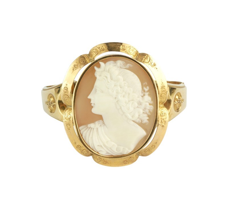 Starožitný zlatý náramek s kamejí