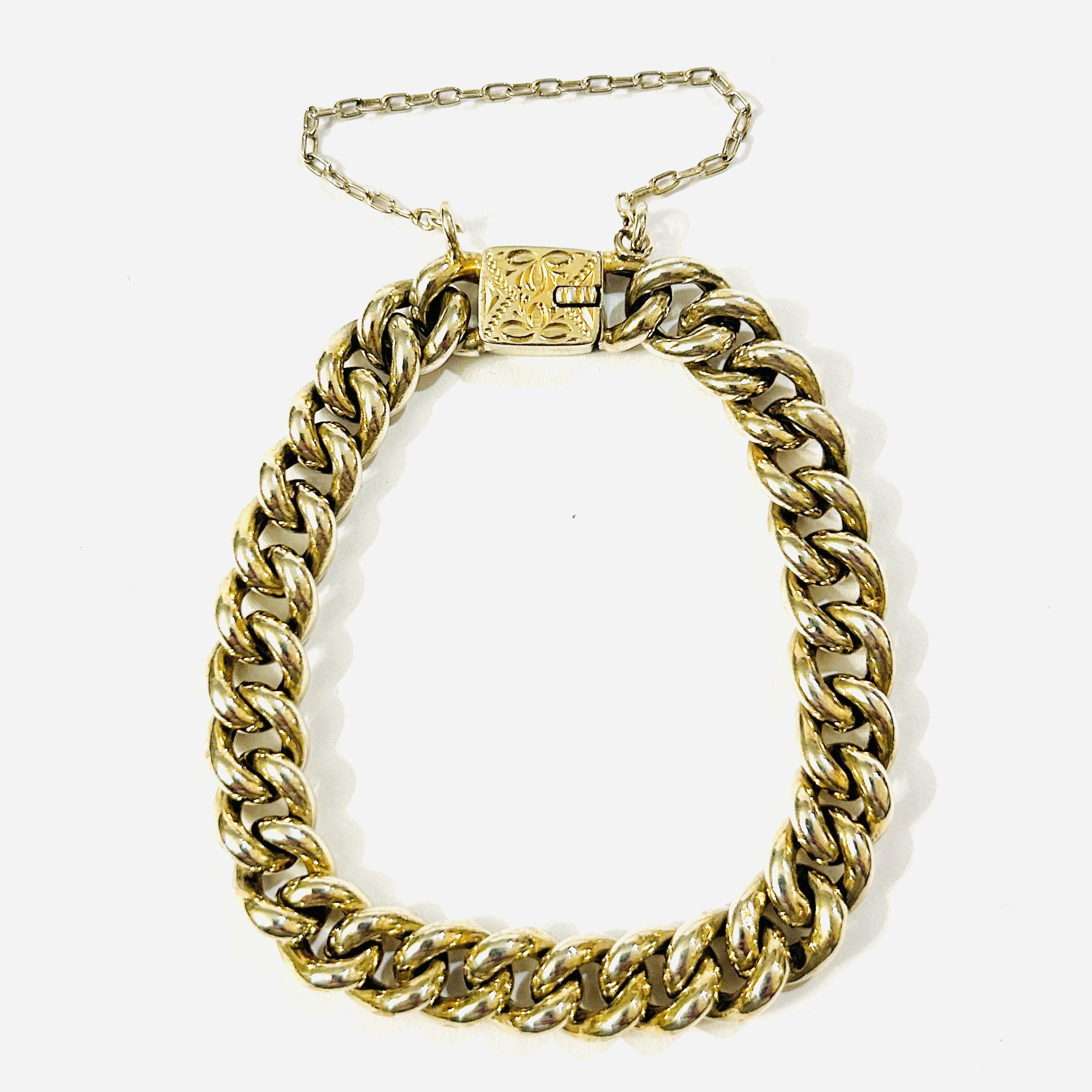 Stříbrný zlacený starožitný náramek „pancr“