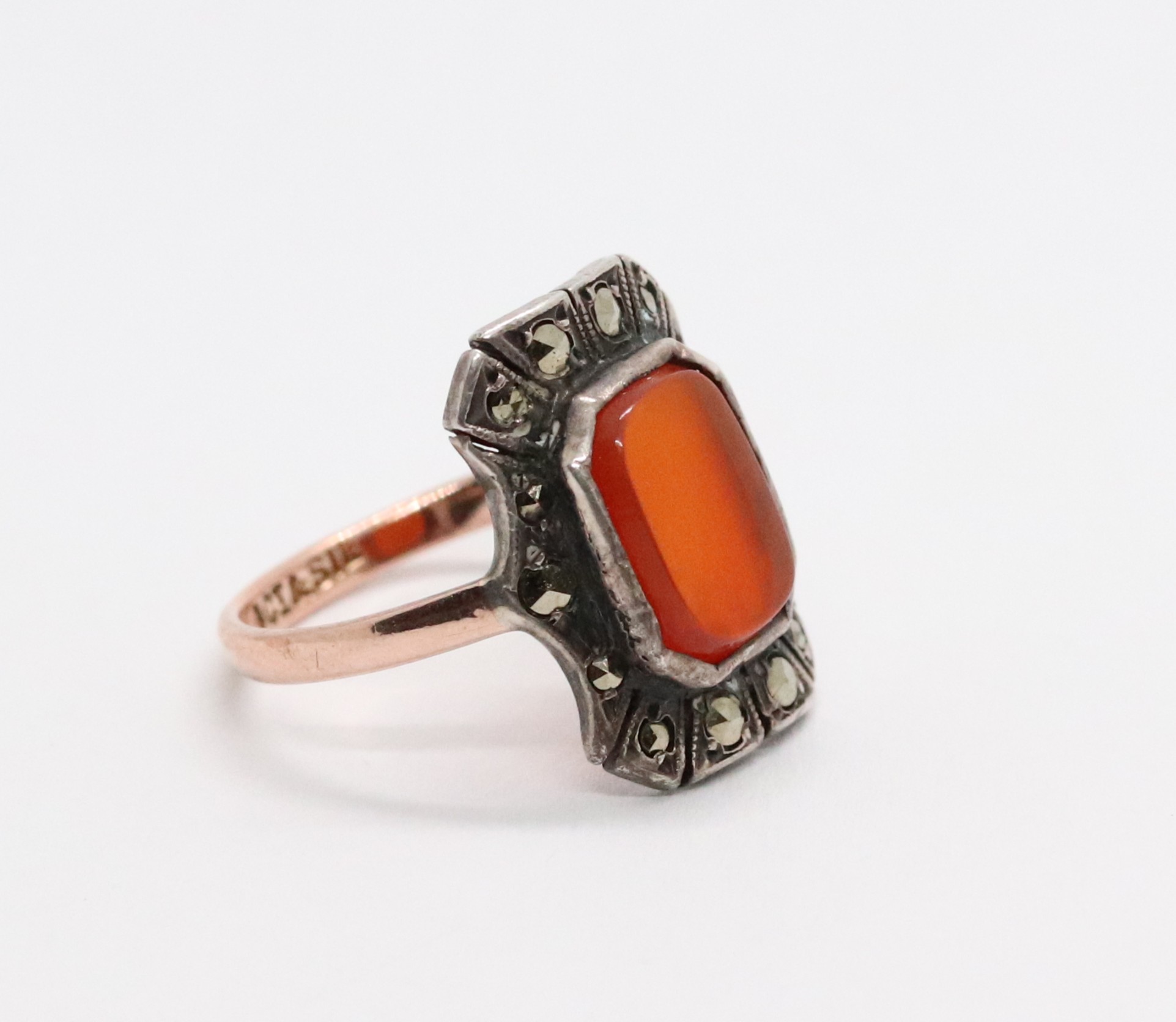 Art deco prsten s karneolem