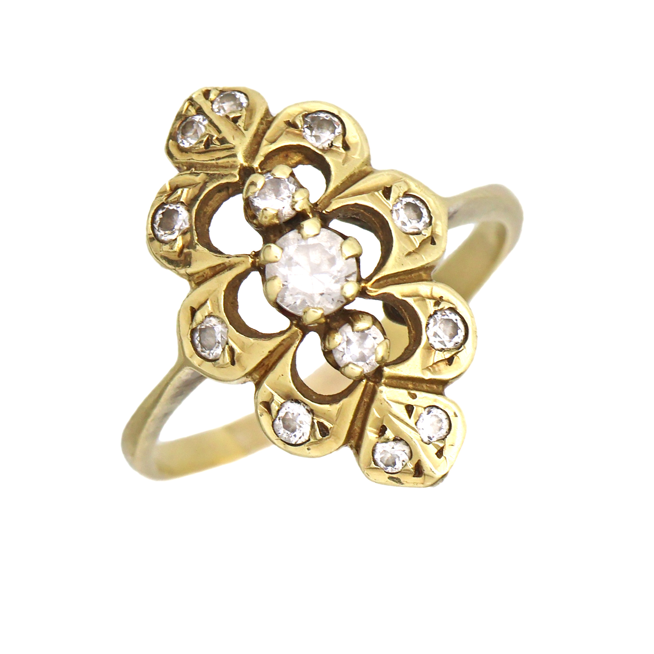 Zlatý prsten s bílými kamínky