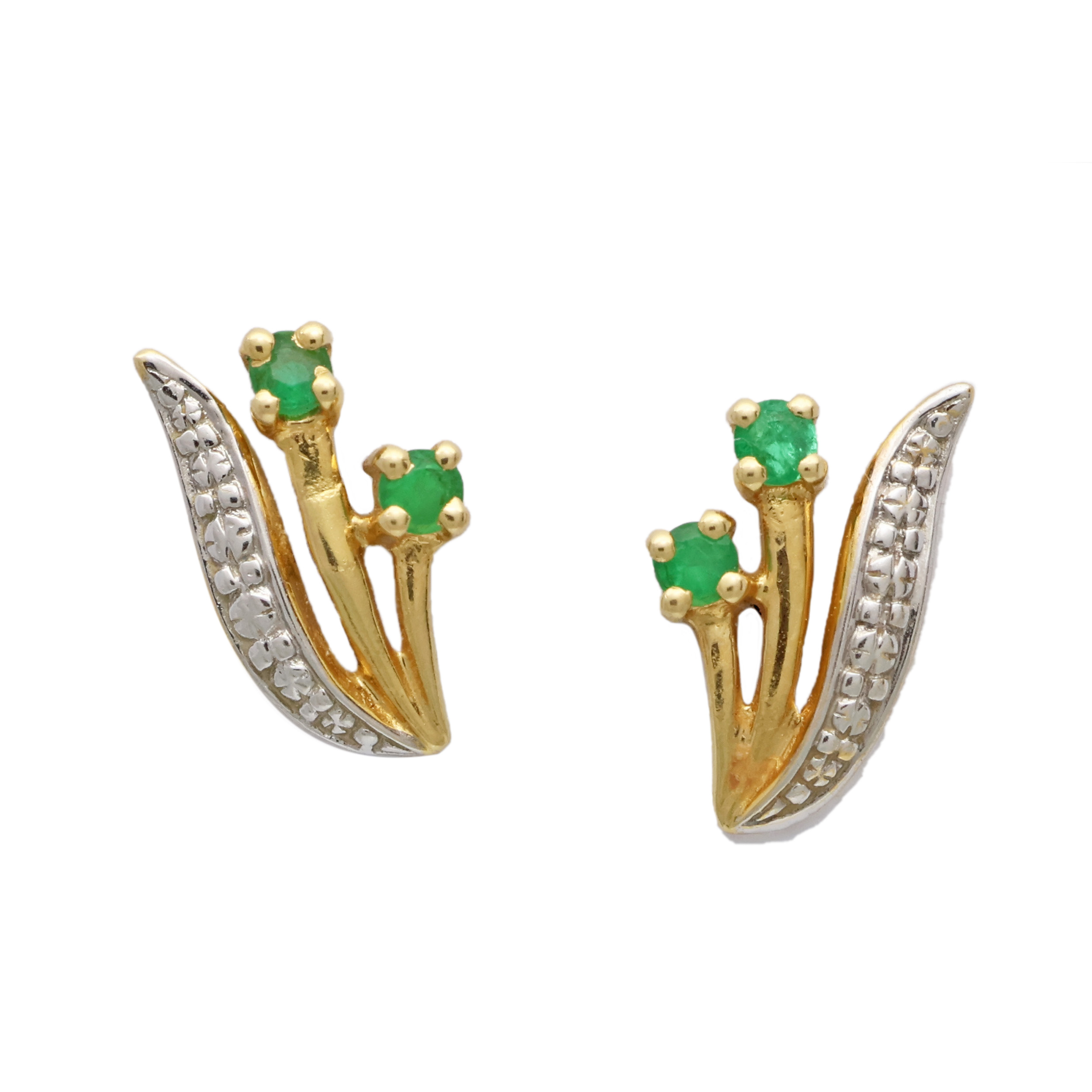 Zlaté náušnice s přírodními smaragdy