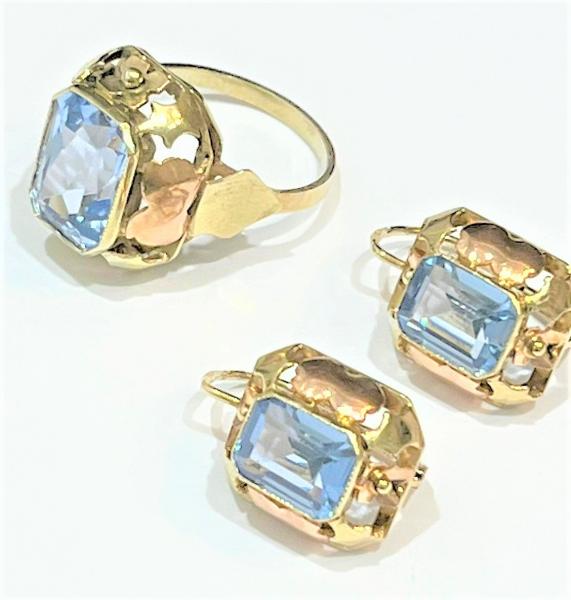 Zlatá souprava  náušnice + prstenem váha celek 10,07 gramů