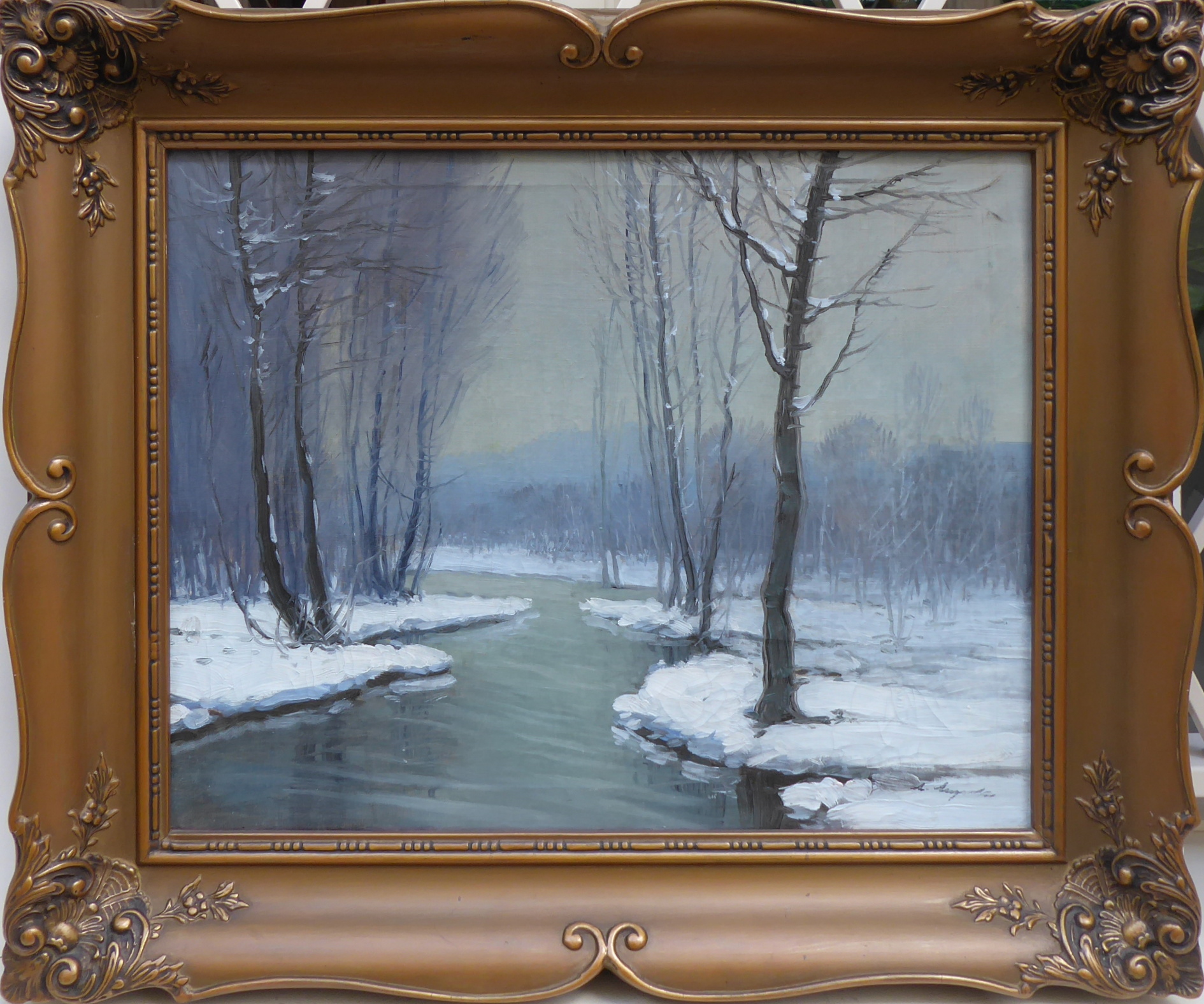 Antonín Augusta – Zimní krajina s řekou