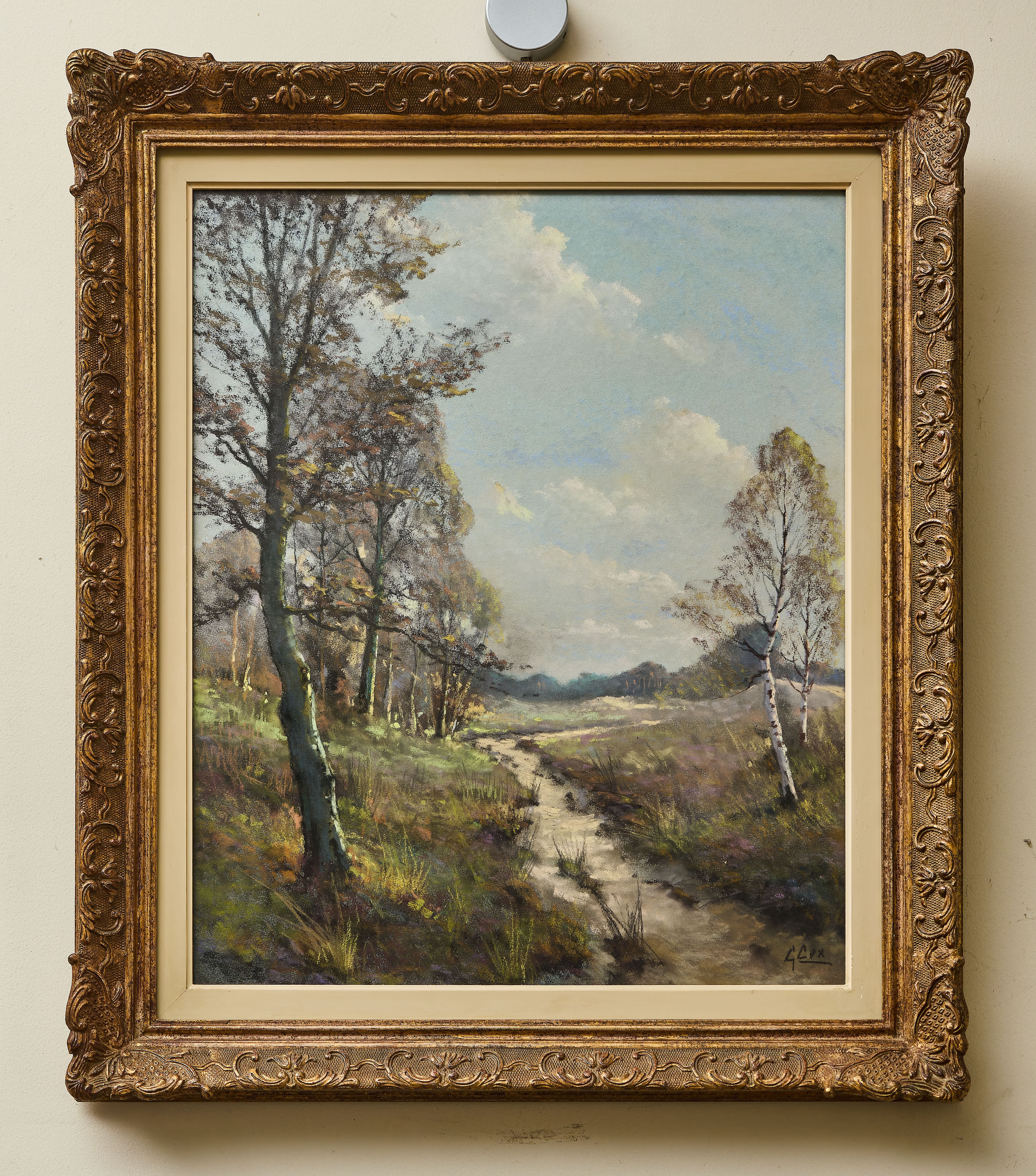 Cox Garstin (1892–1933), krajina, pastel pod sklem, 73 × 63 cm