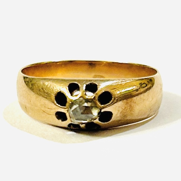 Zlatý starožitný prsten s diamantem