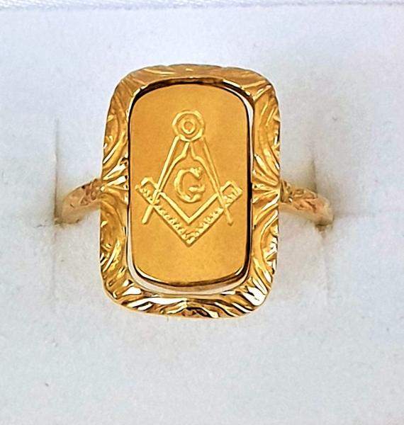 Pohyblivý zlatý prsten se zednářským znakem -7,10 gramů