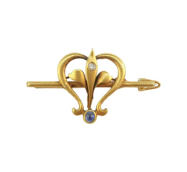 Starožitná zlatá brož s diamantem
