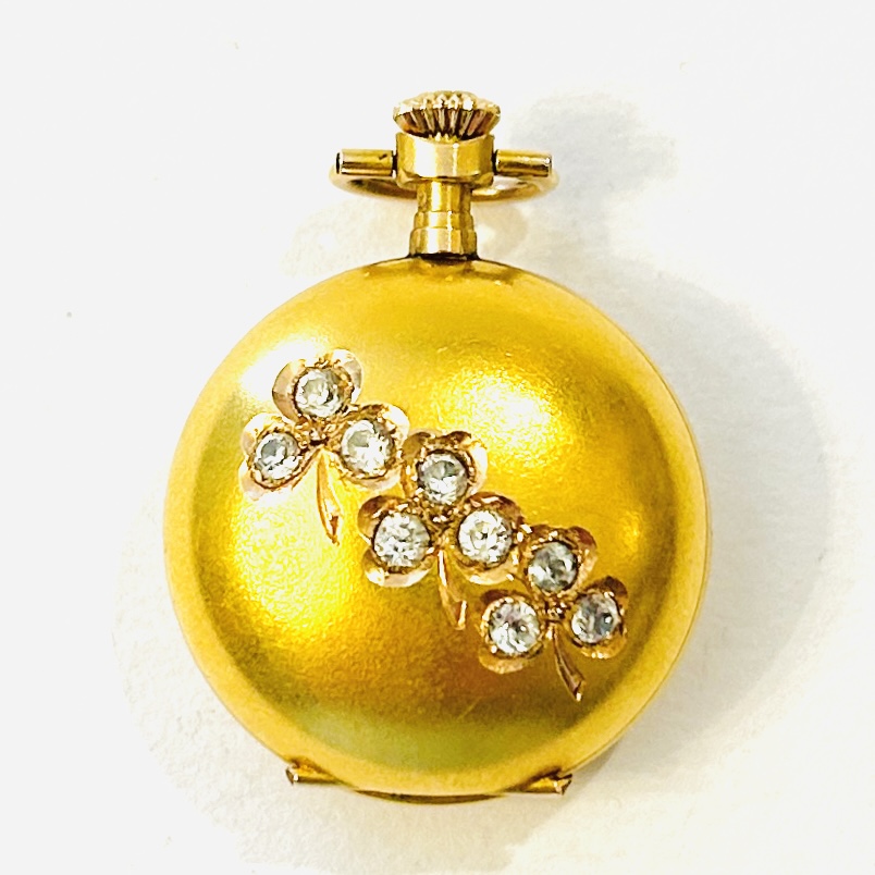 Zlaté secesní kapesní hodinky/jeptišky s leukosafíry