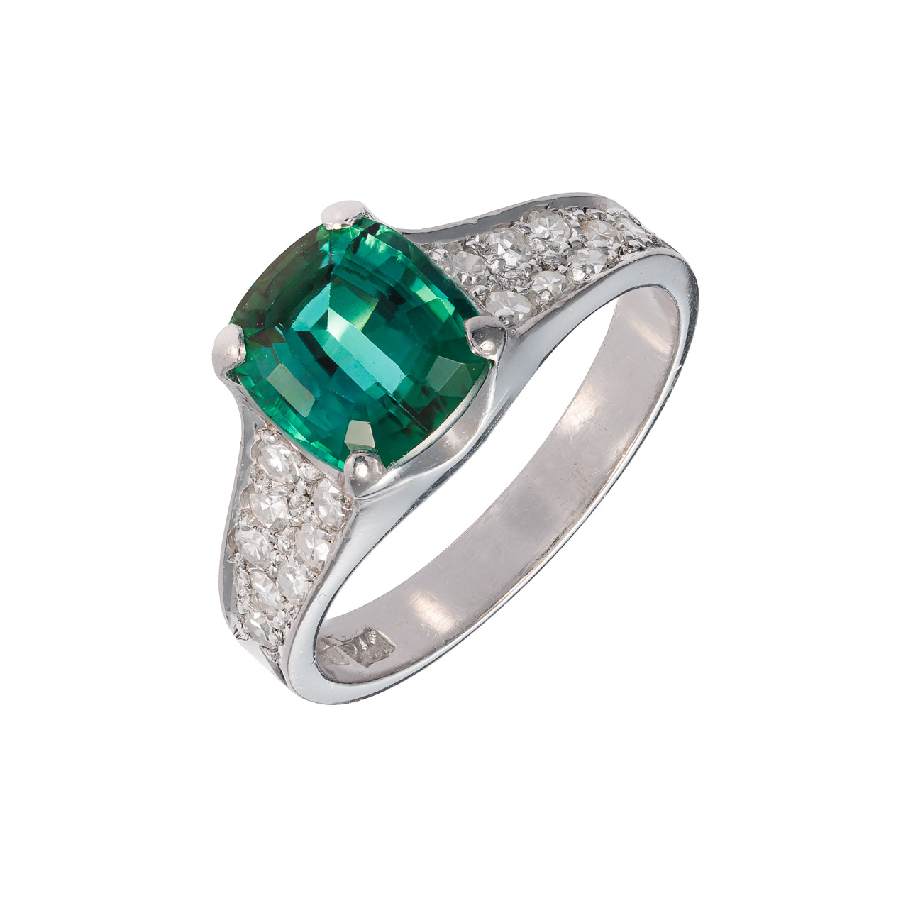 Zlatý prsten s přírodním turmalínem a diamanty