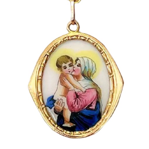 Zlatý přívěšek madonka s jezulátkem