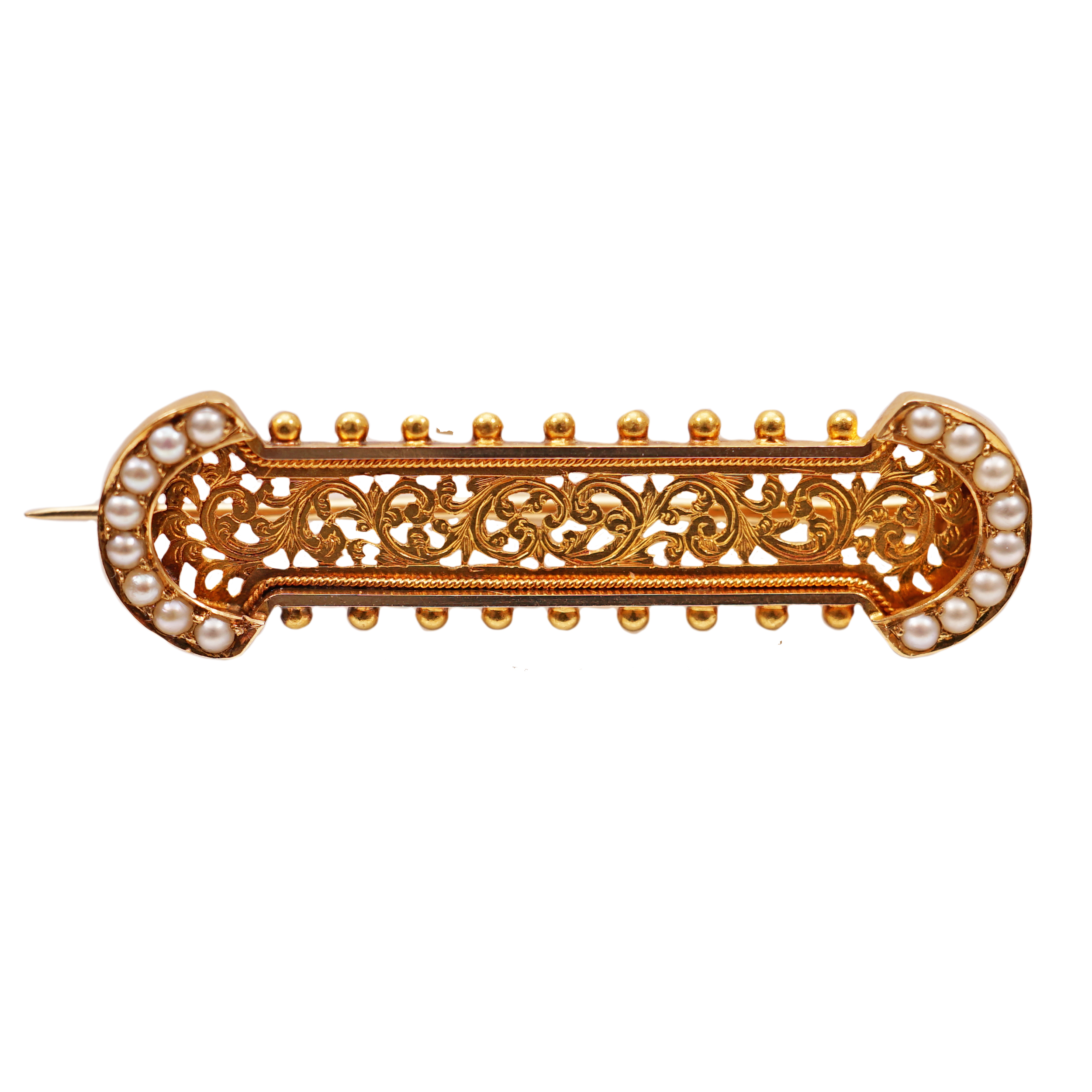 Zlatá brož s perličkami