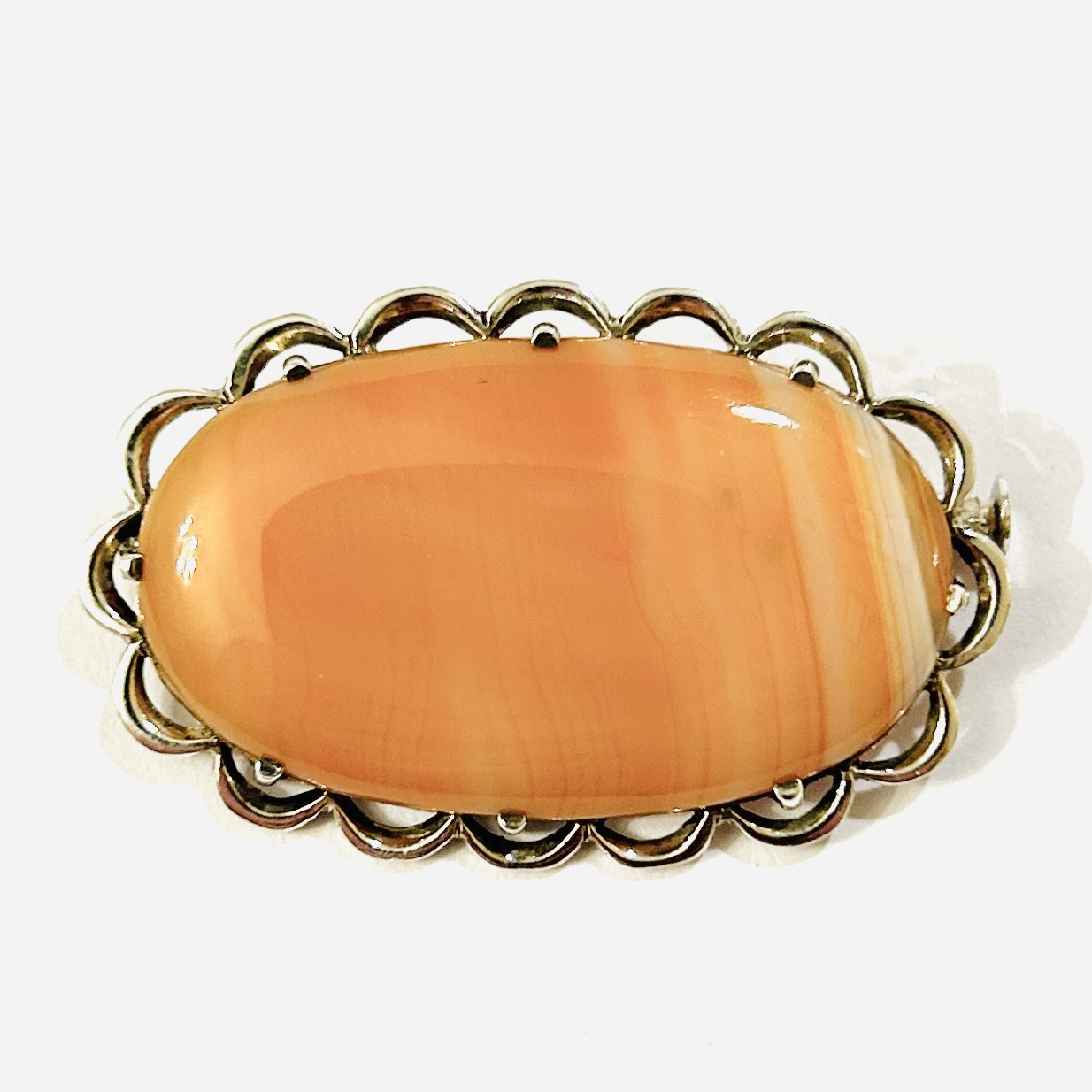 Stříbrná art-deco brož s achátem