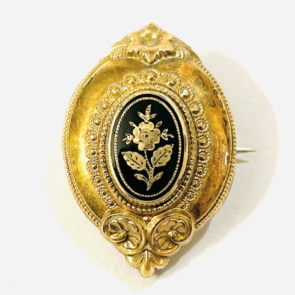 Zlato-stříbrná biedermeierová brož se smaltem