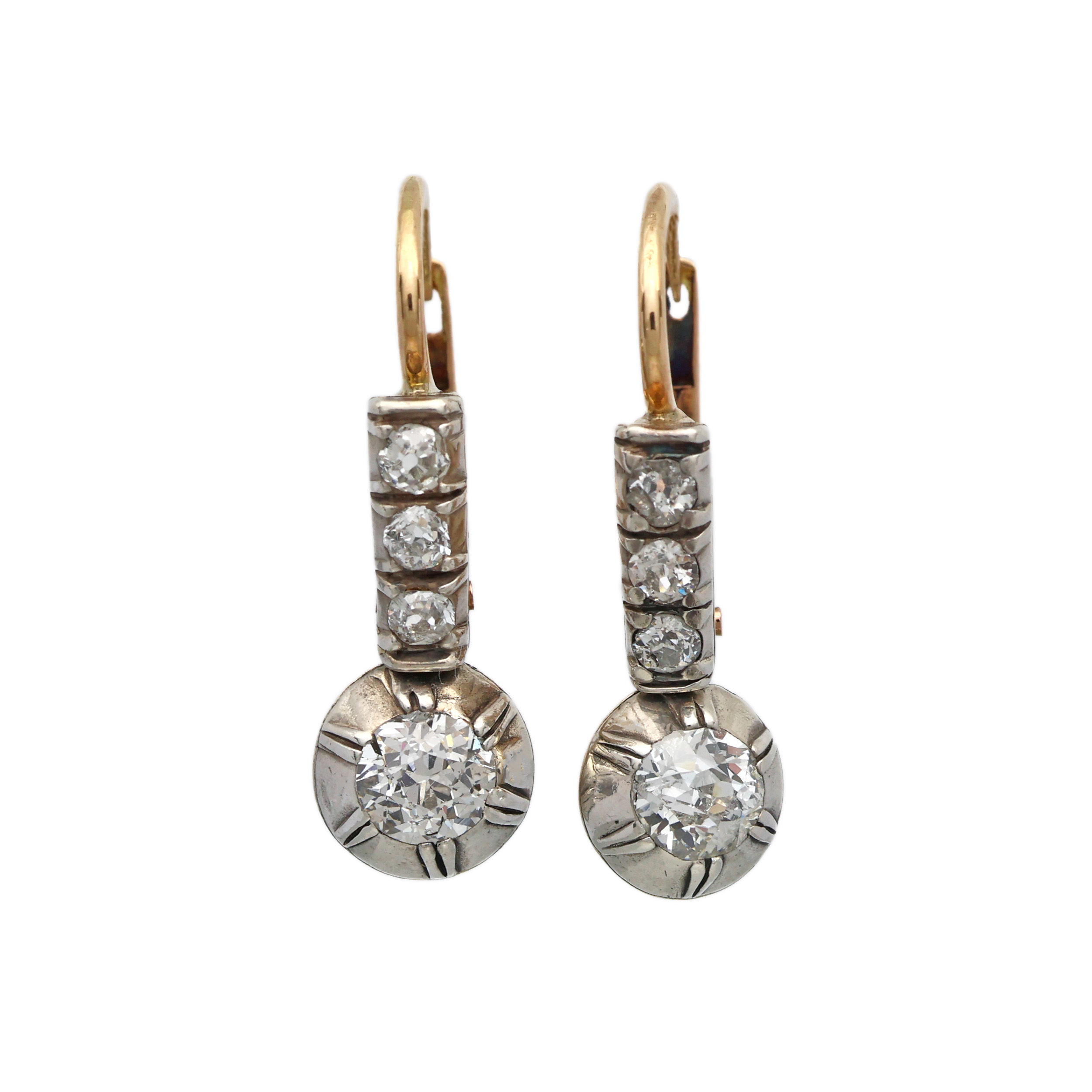 Starožitné zlaté náušnice s diamanty 1,12 ct + certifikát pravosti