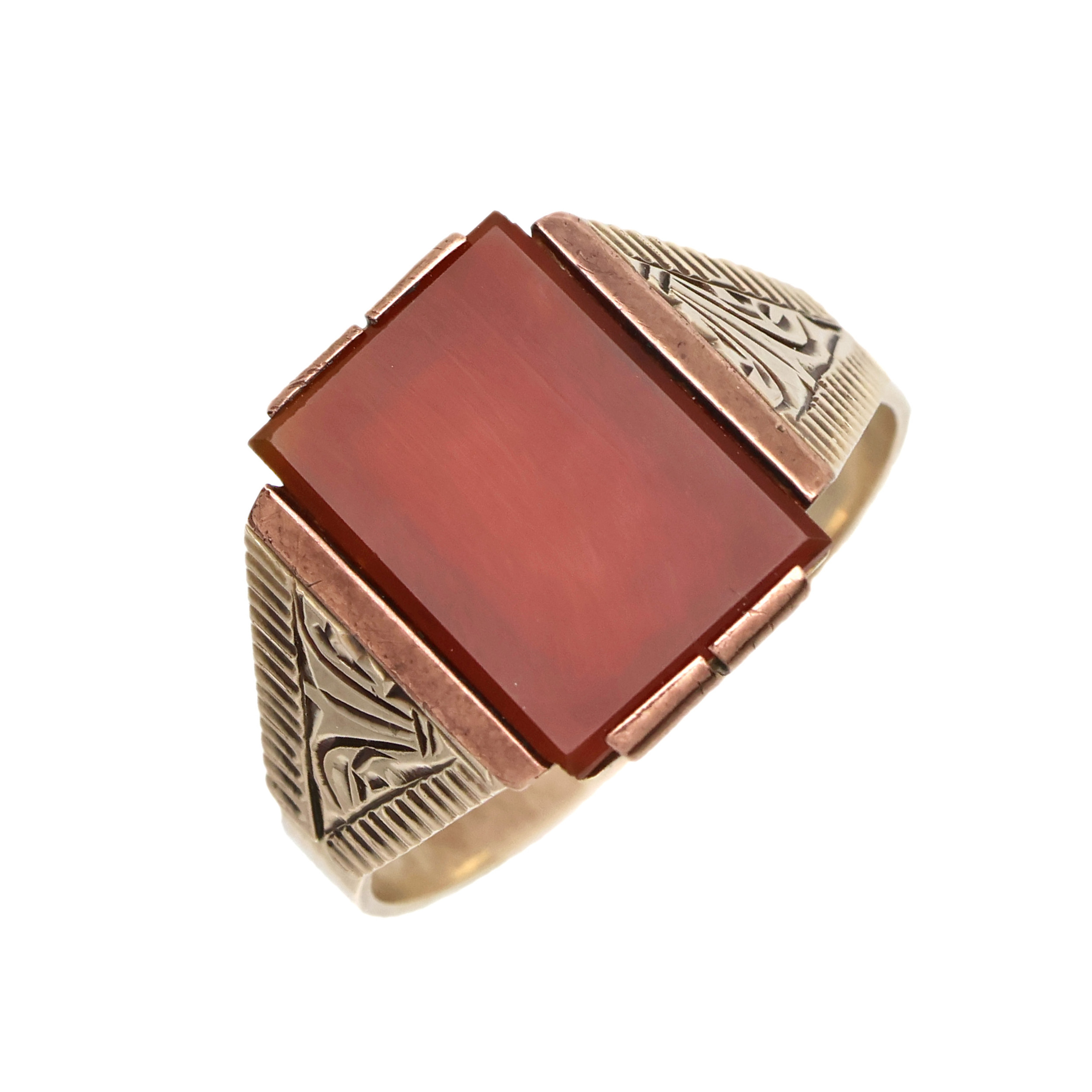 Starožitný zlatý prsten s přírodním achátem