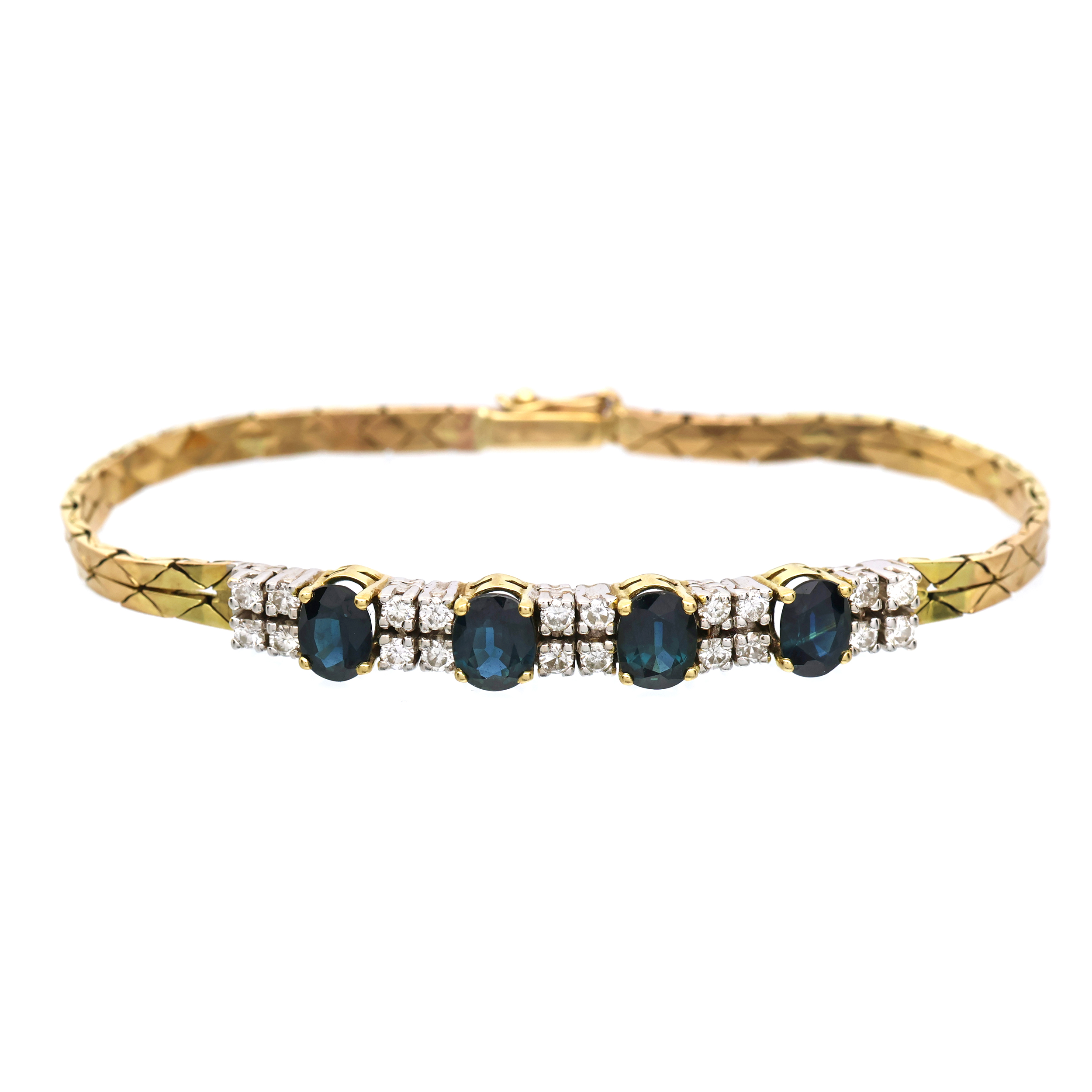 Zlatý náramek s přírodními safíry 3 ct a diamanty 0,70 ct