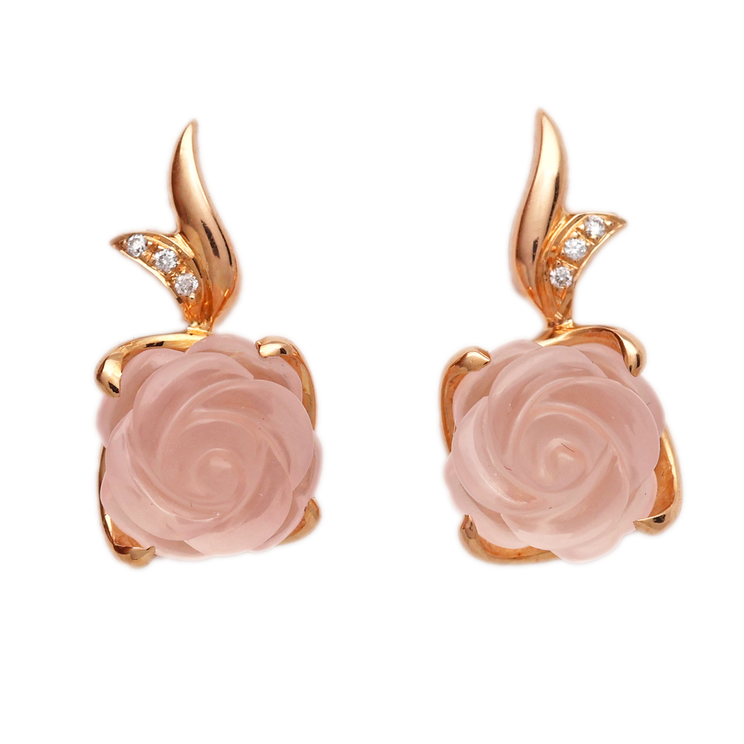 Zlaté náušnice s brilianty a broušenými růženíny