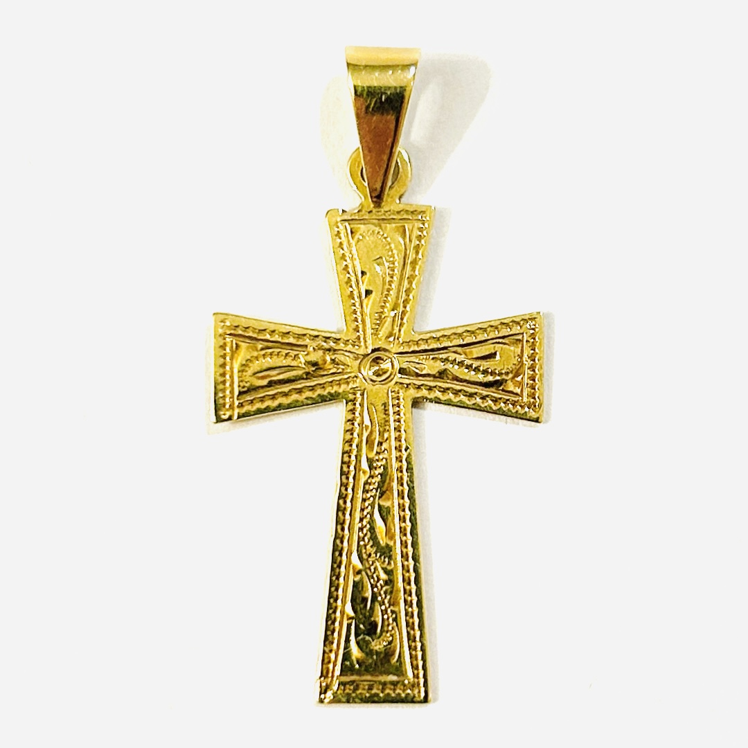 Zlatý gravírovaný přívěšek „kříž“