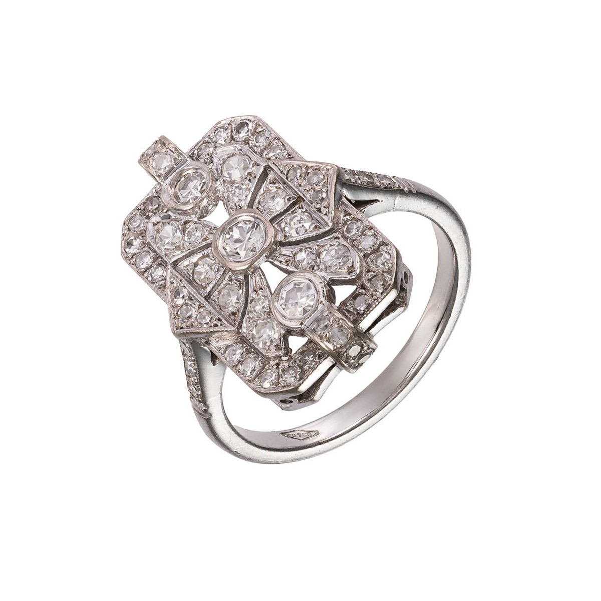 Zlatý prsten ART DECO s přírodními diamanty – certifikováno