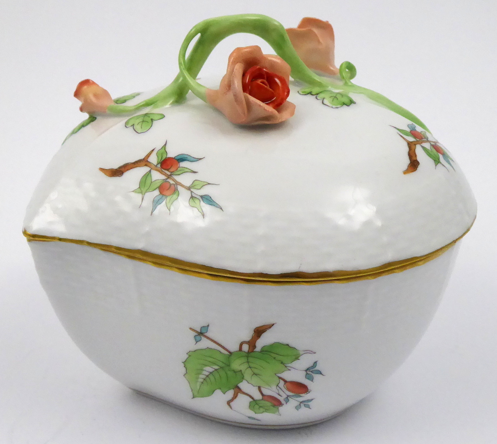 Dóza ve tvaru listu s růžemi – Herend