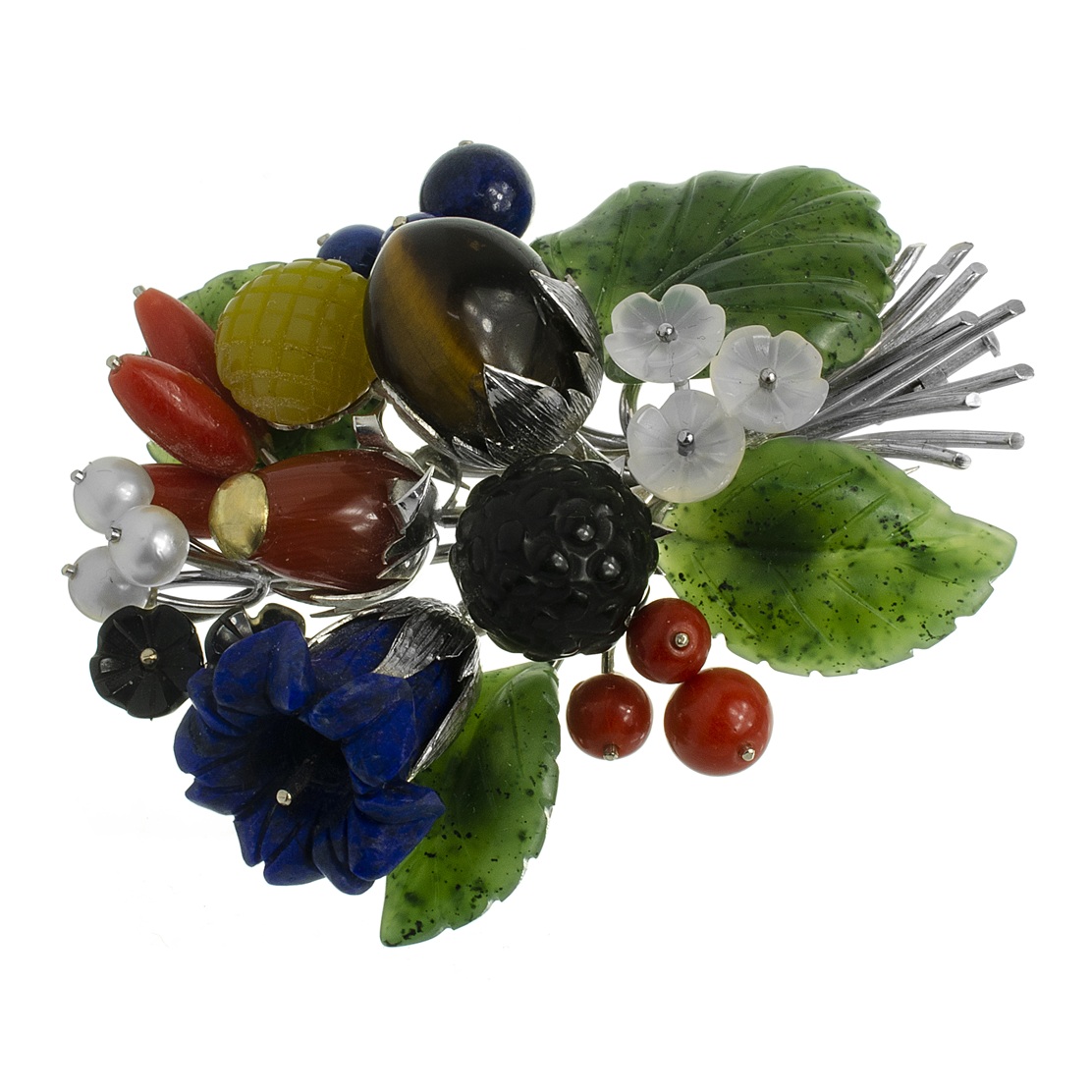 Zlatá brož ve tvaru květinového pugetu