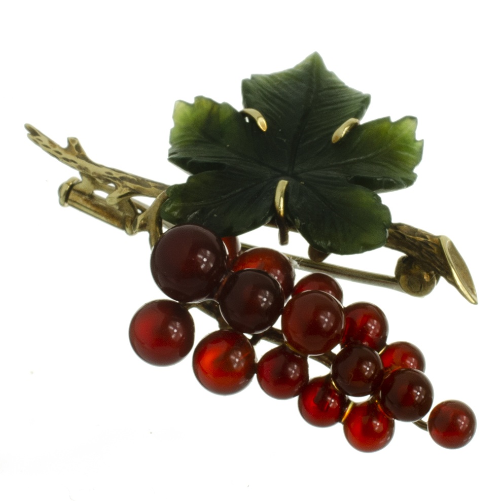 Zlatá brož ve tvaru vinné révy