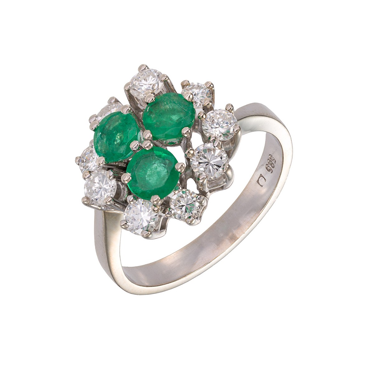 Zlatý prsten s přírodními smaragdy a přírodními diamanty - certifikováno