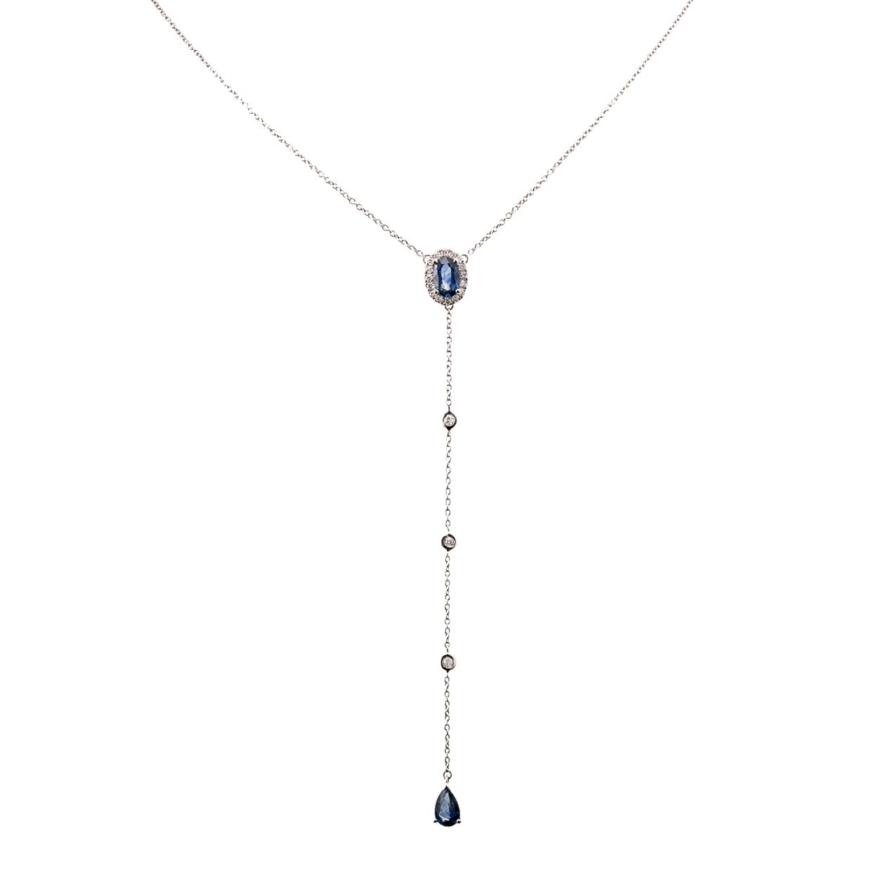 Zlatý náhrdelník s přírodními safíry a diamanty