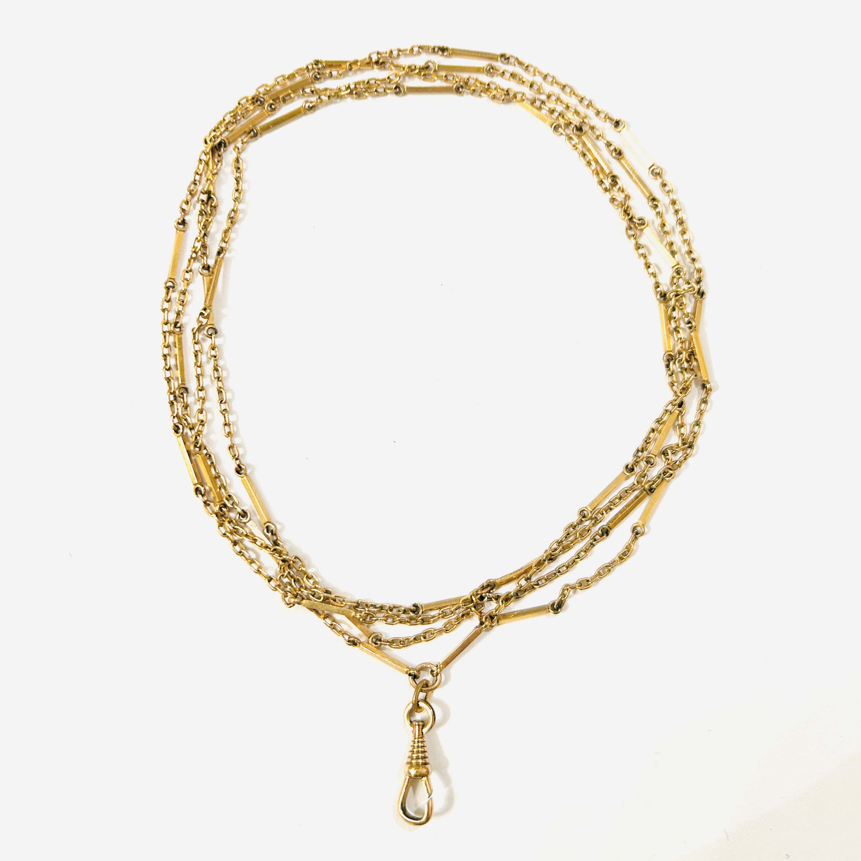 Zlacený starožitný dlouhý řetízek k jeptiškám, 127 cm - Kollmar & Jourdan