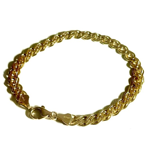 Širší zlatý náramek 14 karátů – váha 9,54 gramů