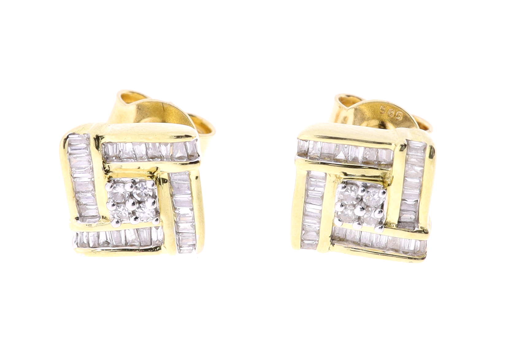 Zlaté náušnice s diamanty – elegantní geometrický design