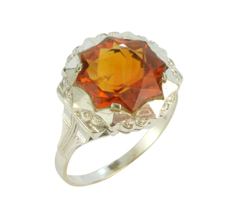 Starožitný zlatý prsten s citrínem Madeira