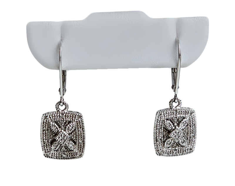 Stříbrné visací náušnice s diamanty