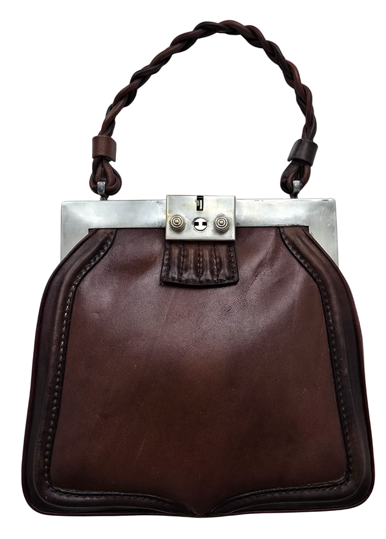 Art Deco kabelka z hnědé kůže