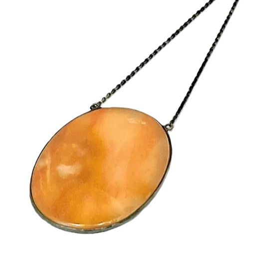 Stříbrný náhrdelník s velkým přírodním achátem