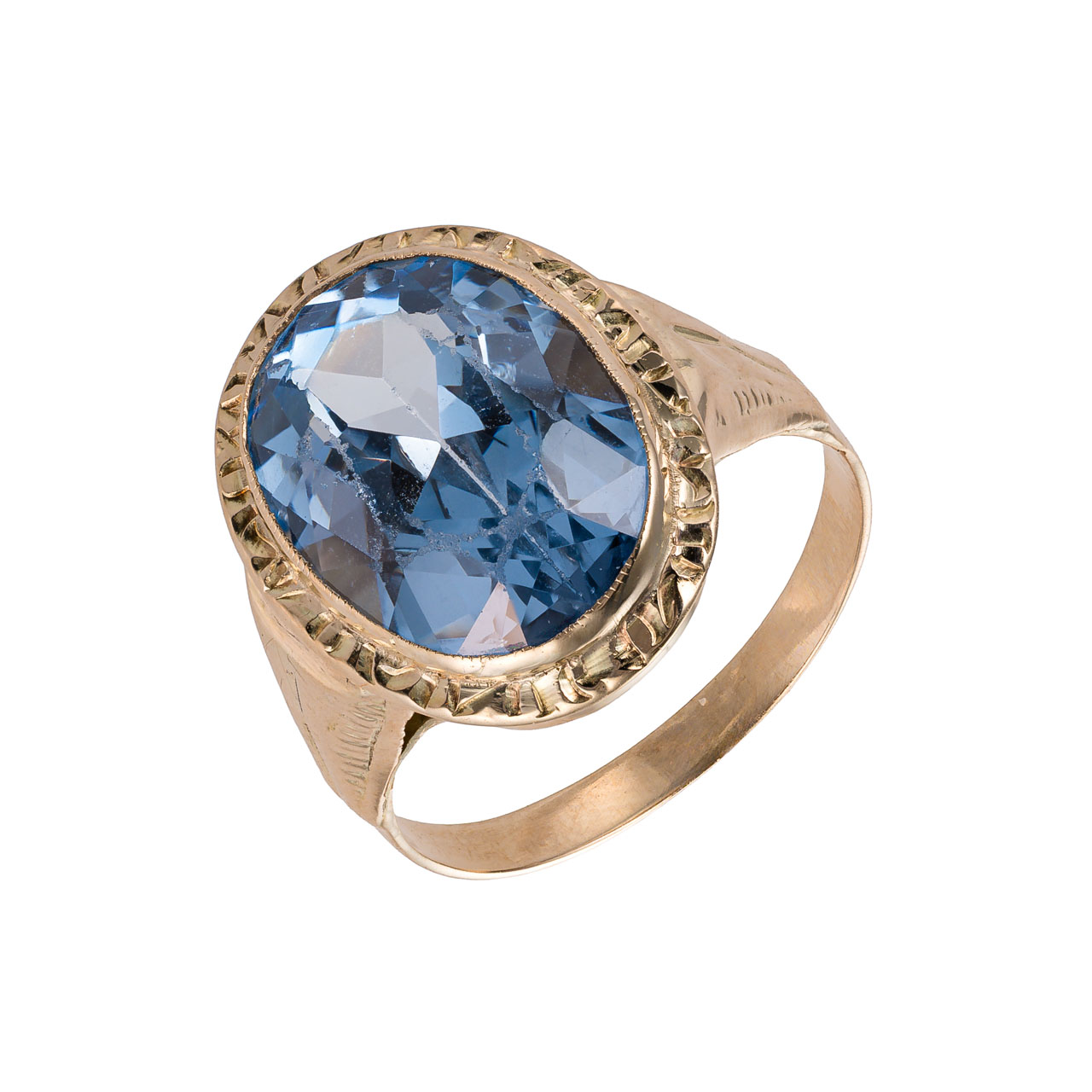 Zlatý prsten s modrým topazem