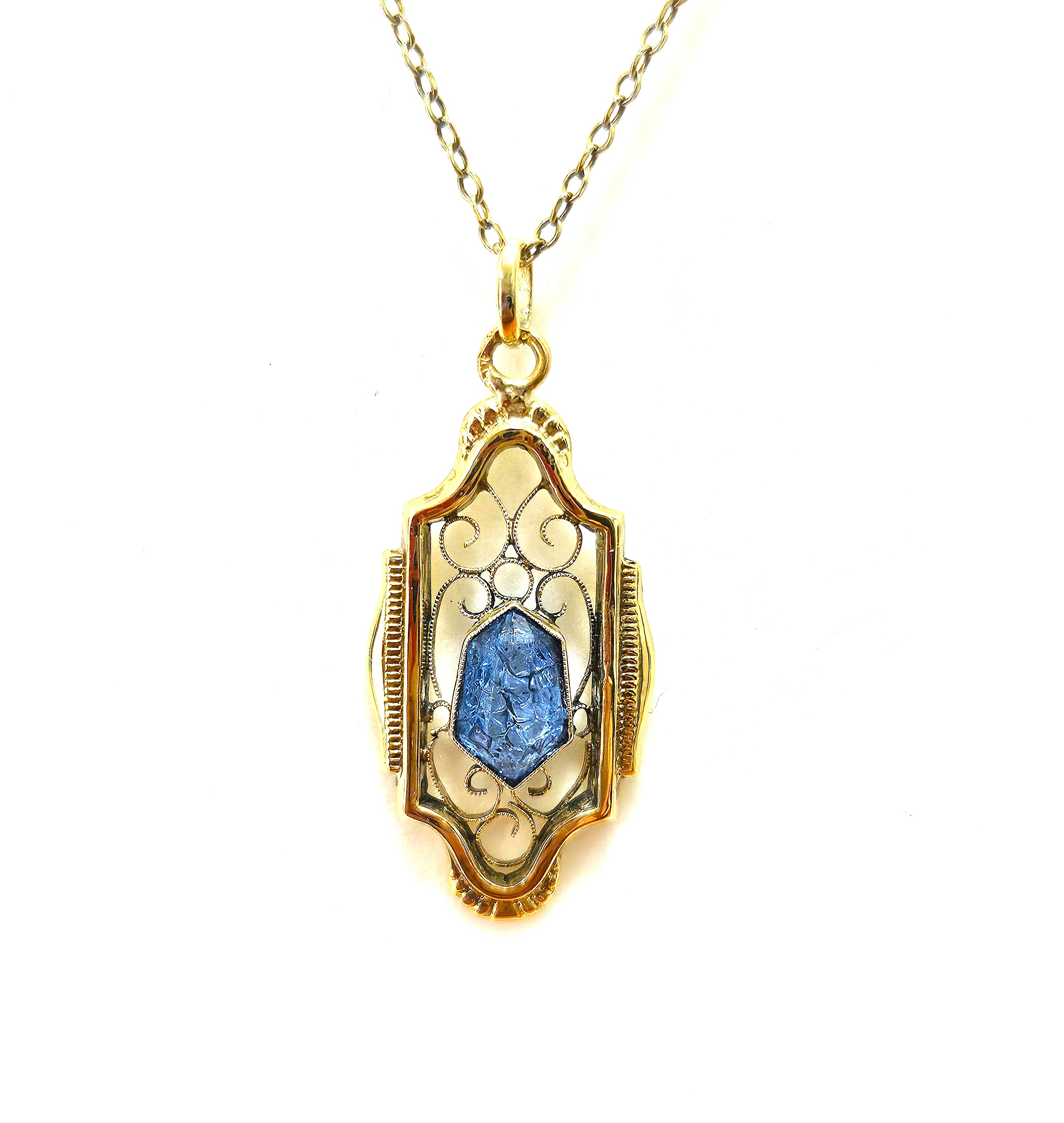 Starožitný zlatý řetízek s přívěškem 14 karátů