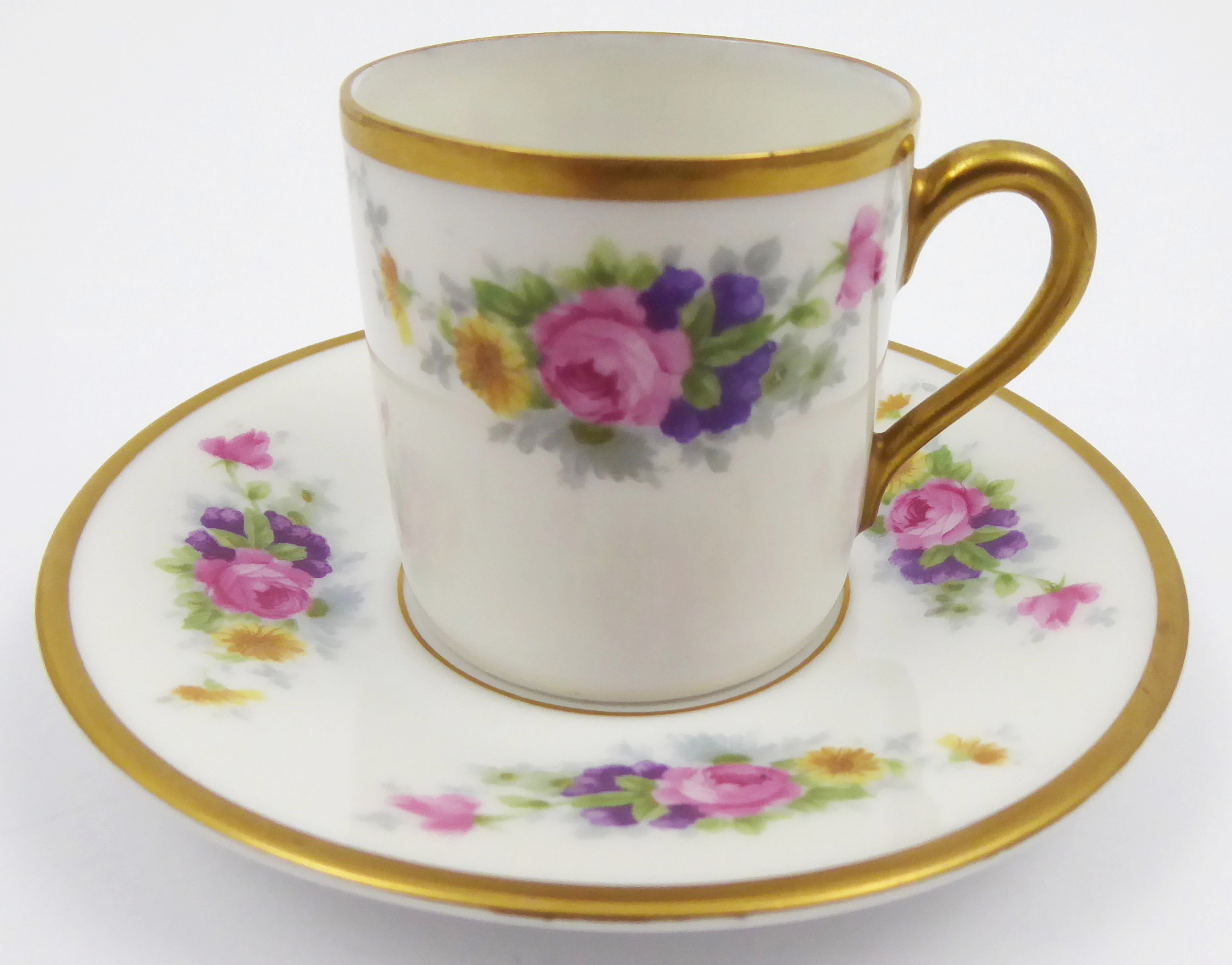 Moka šálek s kytičkami a zlacením – Rosenthal