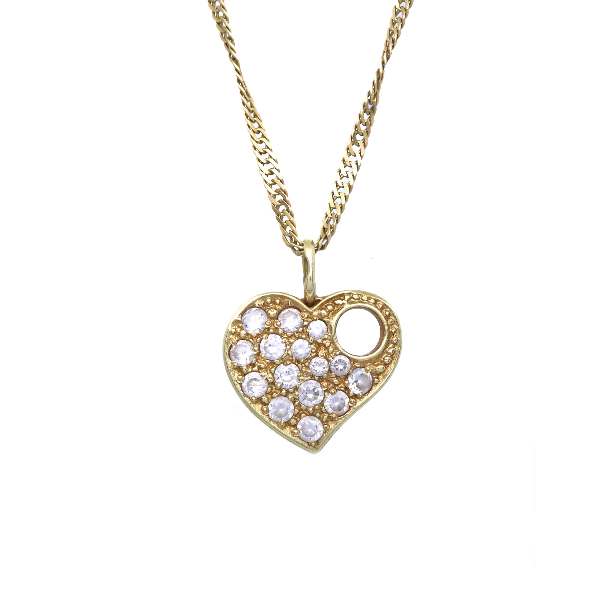 Zlatý přívěšek se zirkony ve tvaru srdce