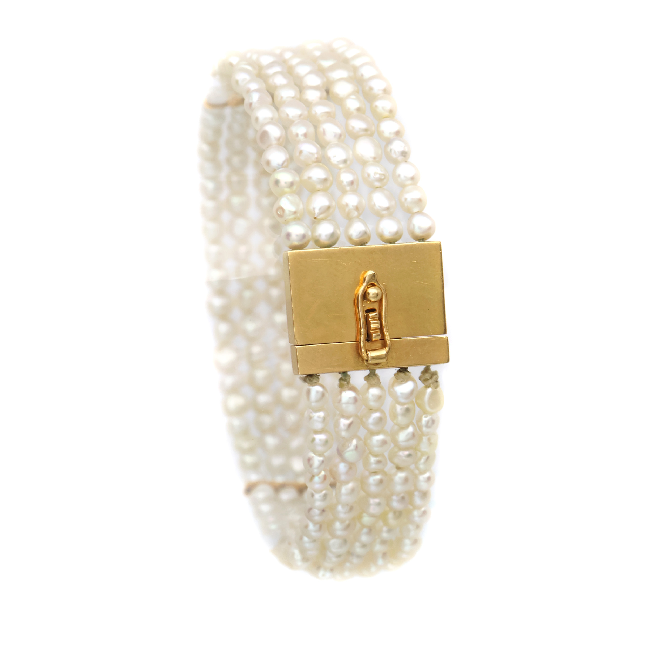 Starožitný zlatý perlový náramek – Art deco