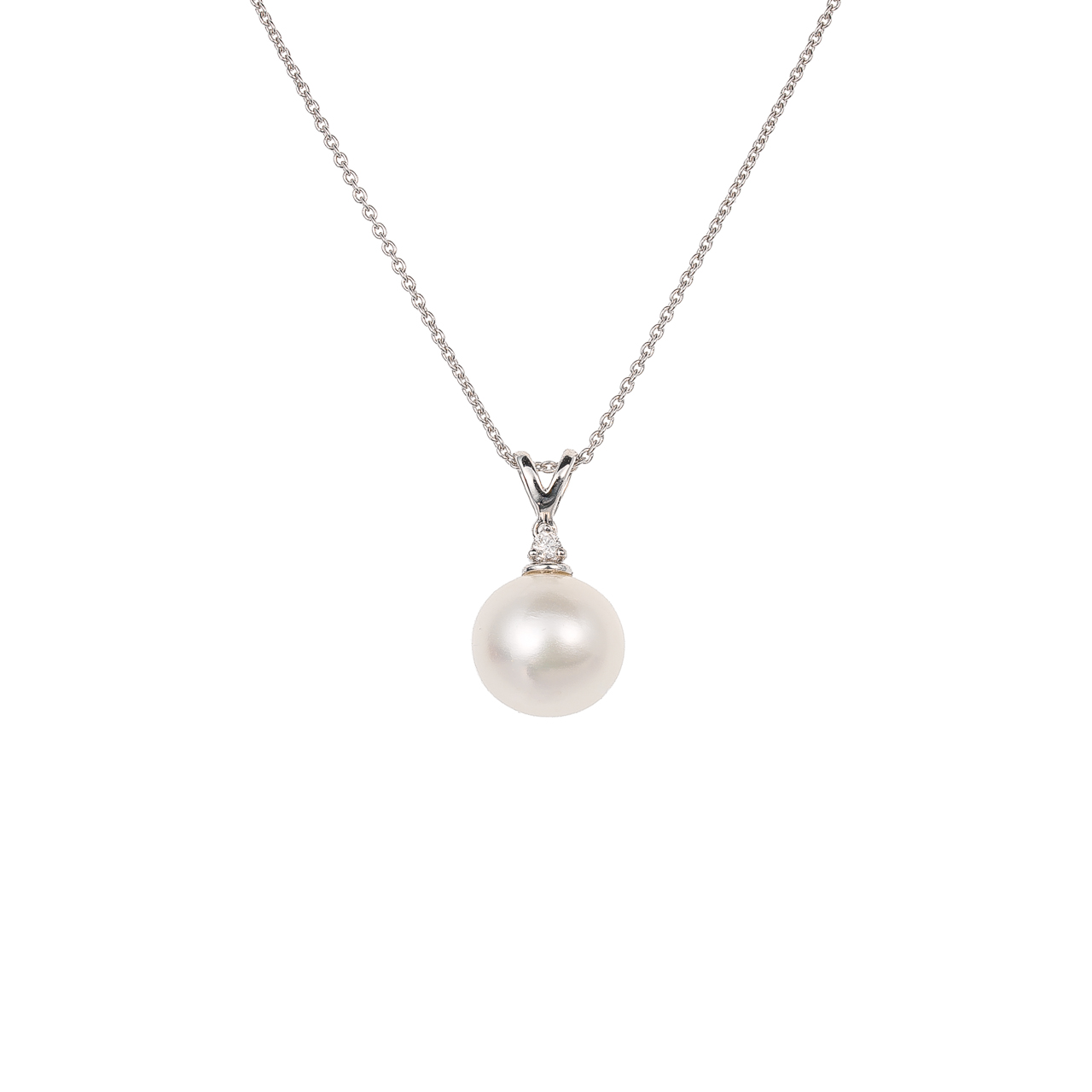 Zlatý náhrdelník se sladkovodní perlou a přírodním diamantem