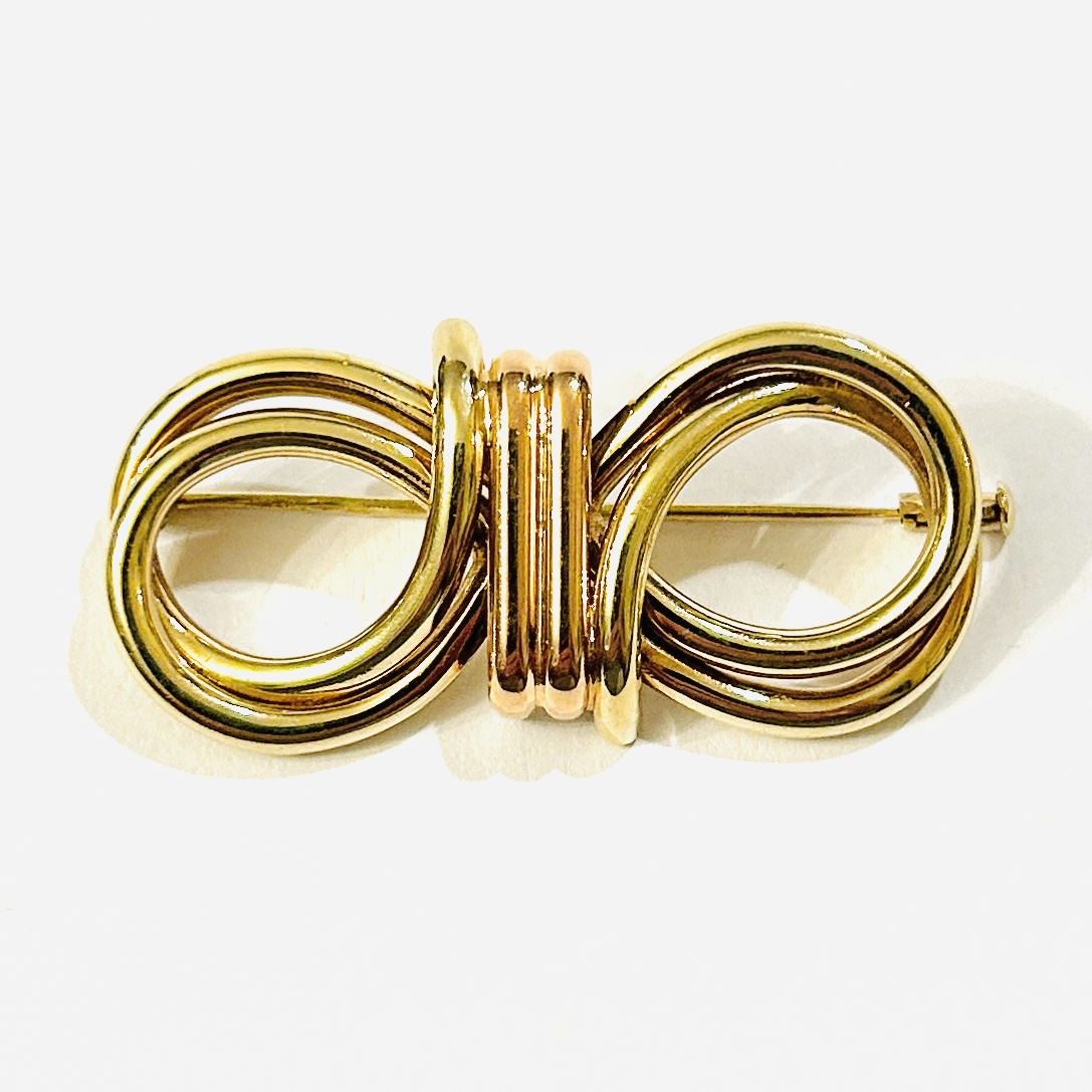 Zlatá art-deco brož „mašle“