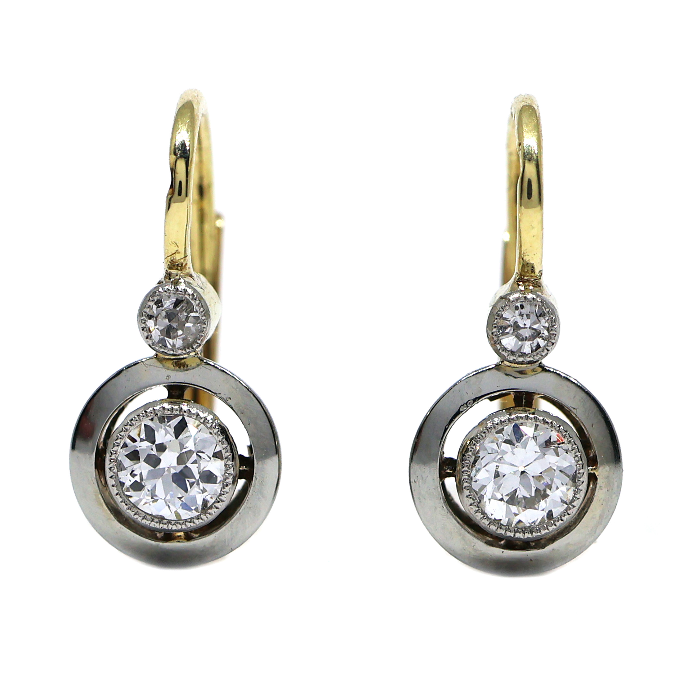 Art deco zlaté náušnice s přírodními diamanty 0,45 ct