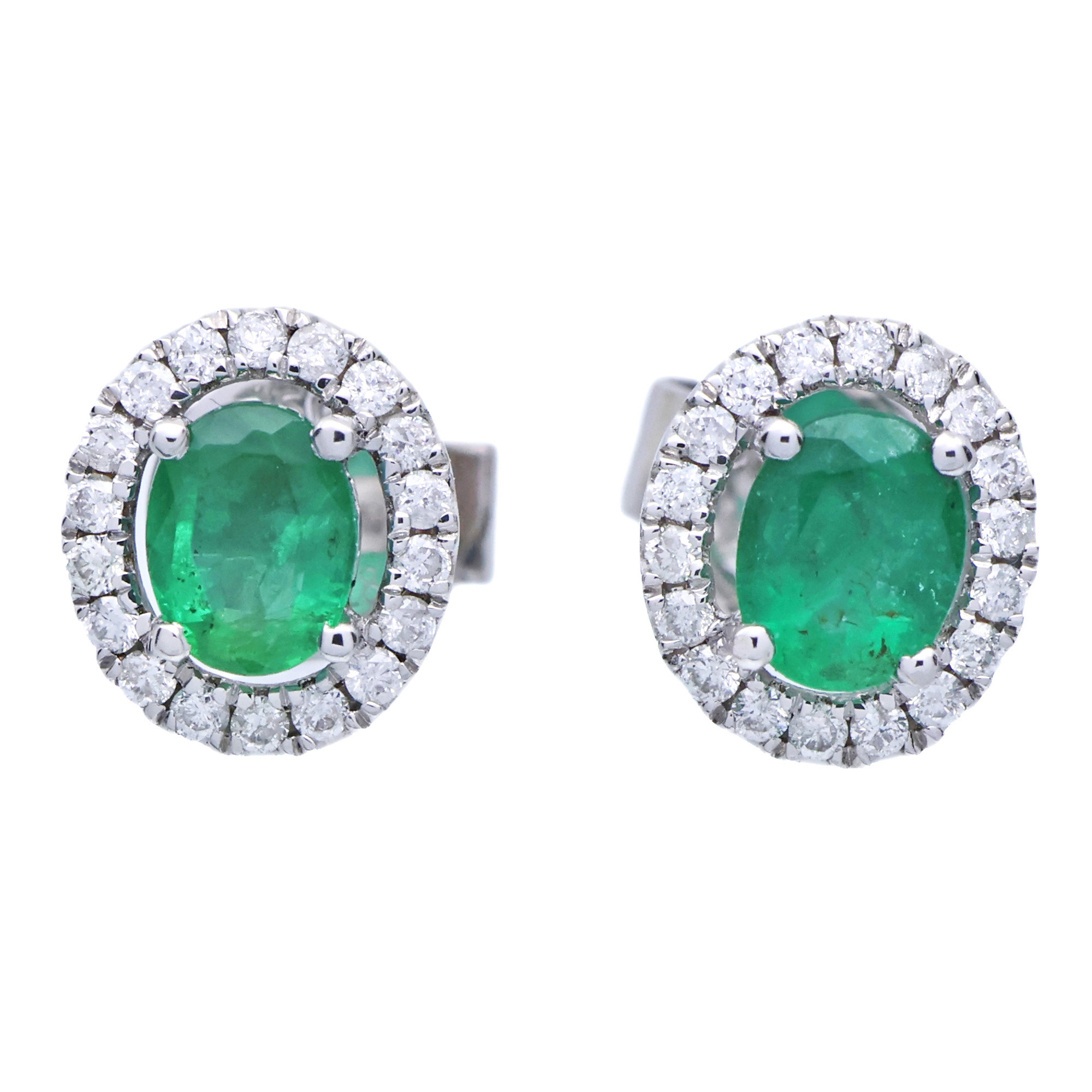 Zlaté náušnice s přírodními smaragdy a brilianty