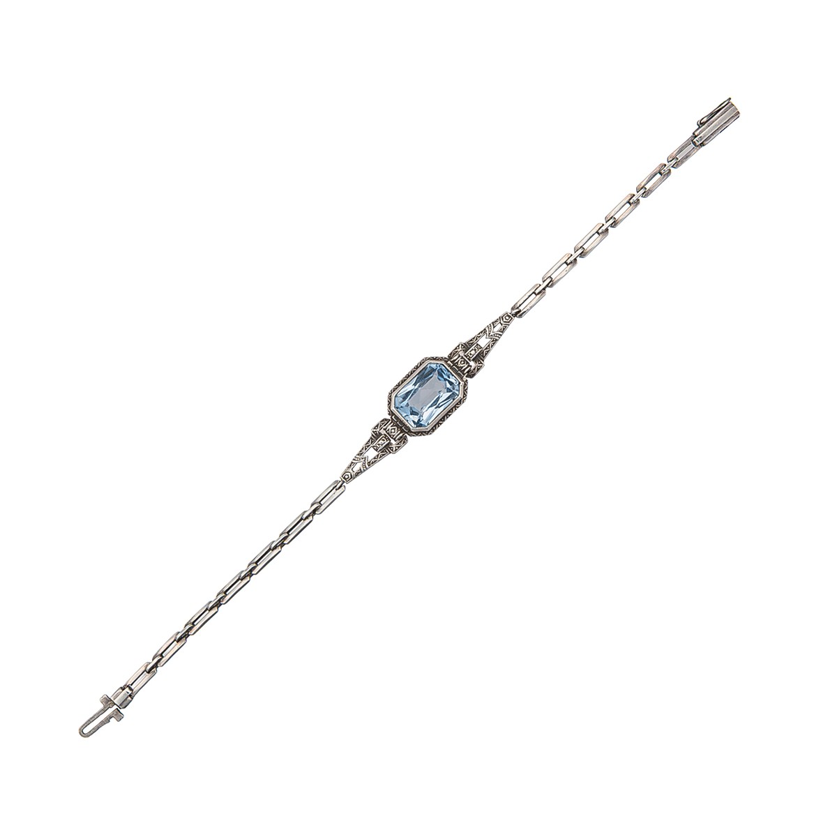 Stříbrný náramek Art Deco se syntetickým spinelem