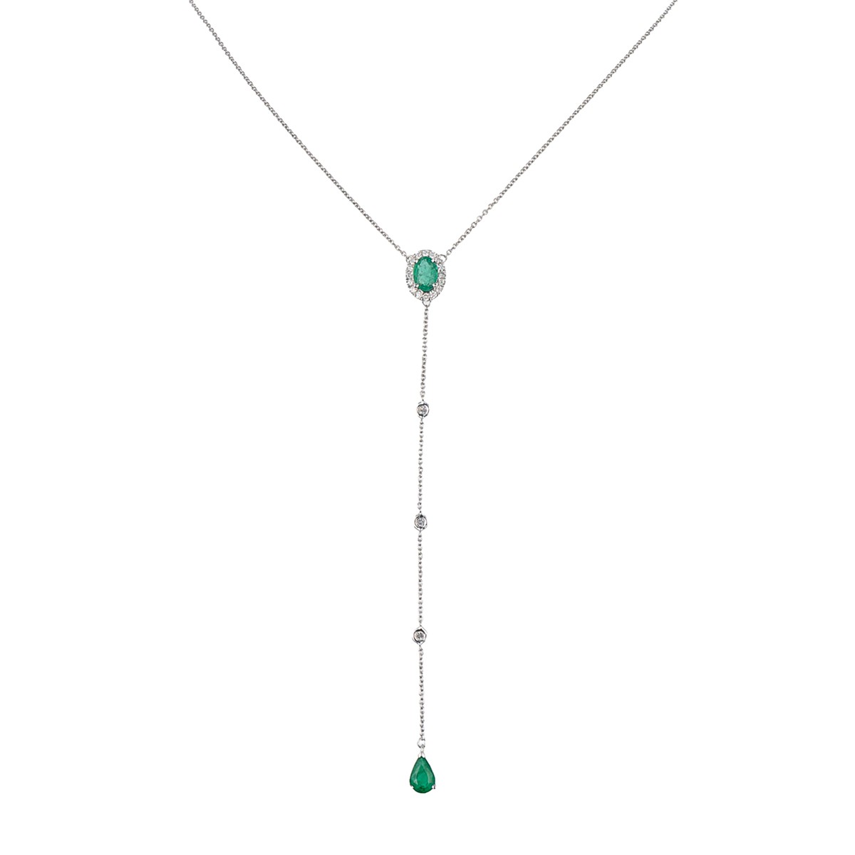 Zlatý náhrdelník s přírodními diamanty a přírodními smaragdy