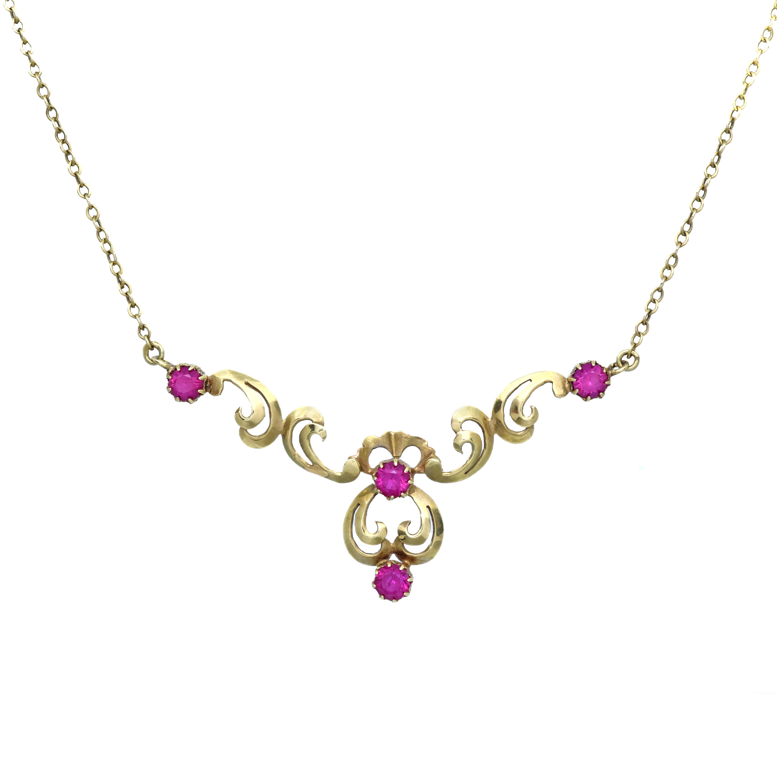 Zlatý náhrdelník s rubíny