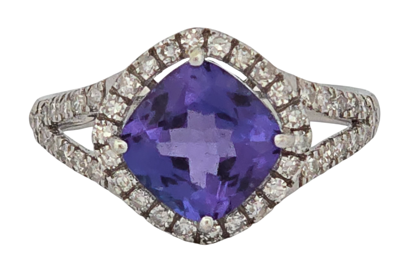 Luxusní zlatý prsten s tanzanitem a diamanty